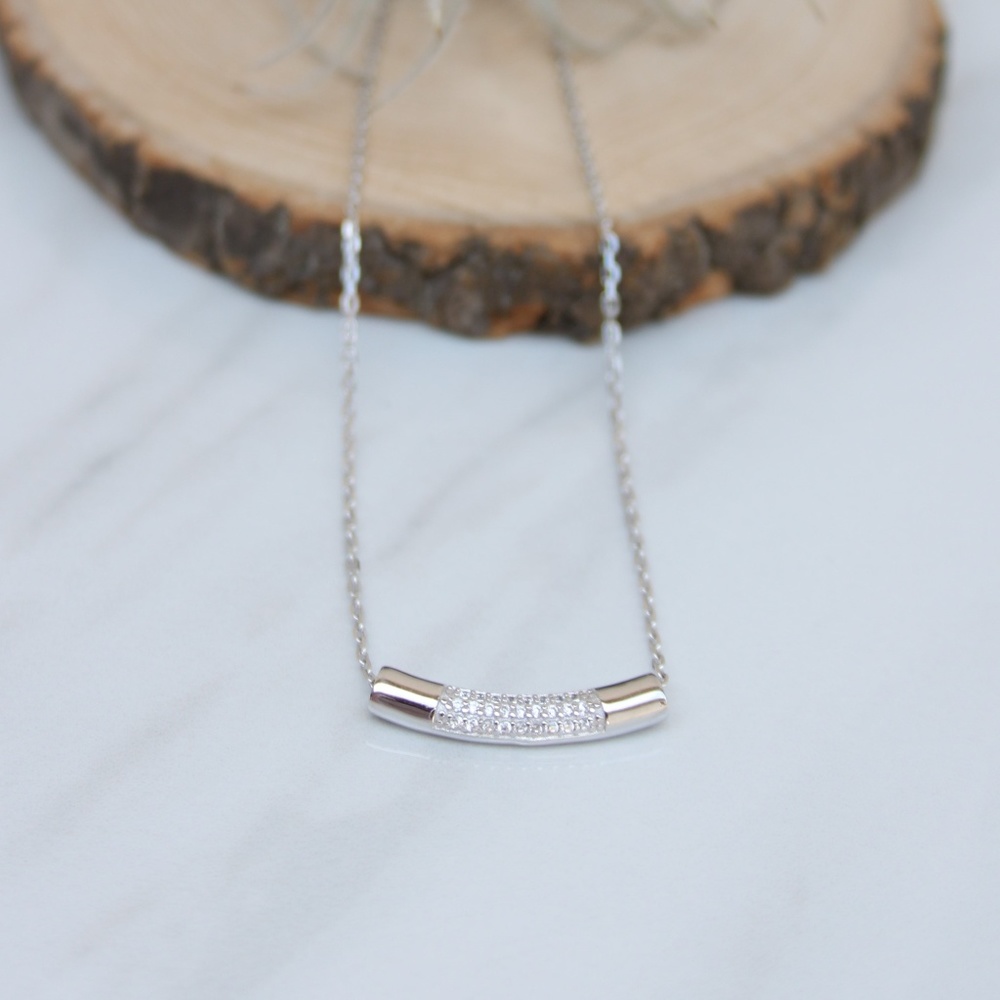 Curve Half Round Sterling Silver Necklace